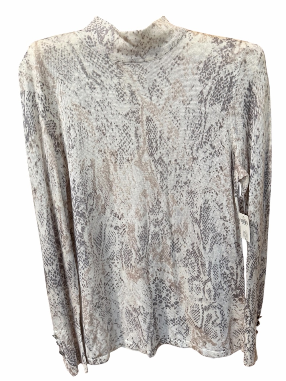 NWT Chico's Python Snakeskin Print Mock Neck Zip-Back Sweater Size 1 Medium